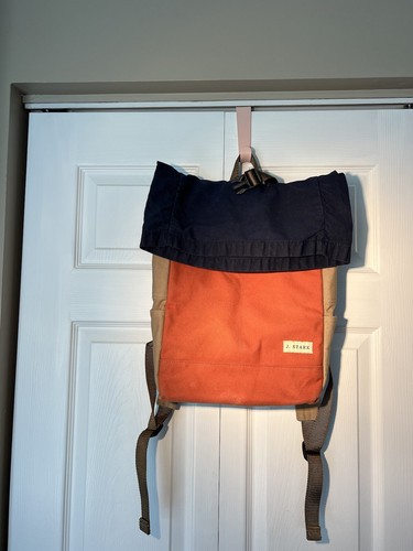 J.Stark Sentinel Rucksack, Waxed Canvas, blau beige orange - Bild 2 von 13