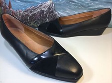 naturalizer Black Leather Low Wedge Heel Comfort Pump 7.5 EUC
