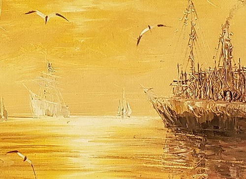 Sailing Ship - #21, 24x20, 100% Hand Painted Oil Painting on Canvas - Picture 5 of 6