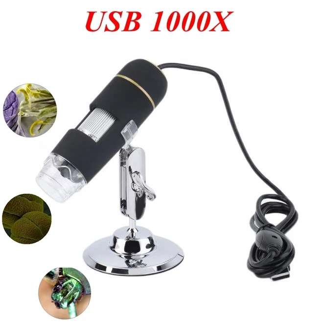 MICROSCOPIO DIGITALE USB 1000X REGOLABILE ENDOSCOPIO LENTE DI INGRANDIMENTO CON  - Immagine 2 di 3