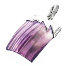 925 Silver Purple Mother Of Pearl Turbo Shell Sterling Pendant, 1 9/16"