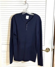 Zino Vizo Navy Blue Henley Shirt Size XL Men