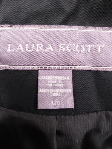 Laura Scott Black Double Breasted Lined Short Jacket Womens Large Wide Collar - Picture 3 of 7