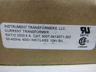 Kele & Associates NSB 500T-041X071-252 Current Transformers 2500:5A 600V 50-400H