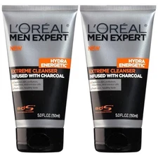 L'Oreal Paris Men Expert Hydra Energetic Daily Facial Cleanser, Charcoal, 2 ct.