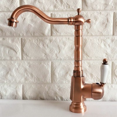 Kitchen Wet Bar Bathroom Sink Faucet Antique Red Copper Single
