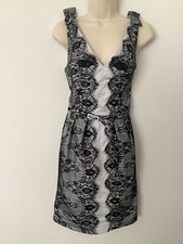 Belle By Oasis Size Small Lace Party Dress Bodycon, Bow Detail, Belted.