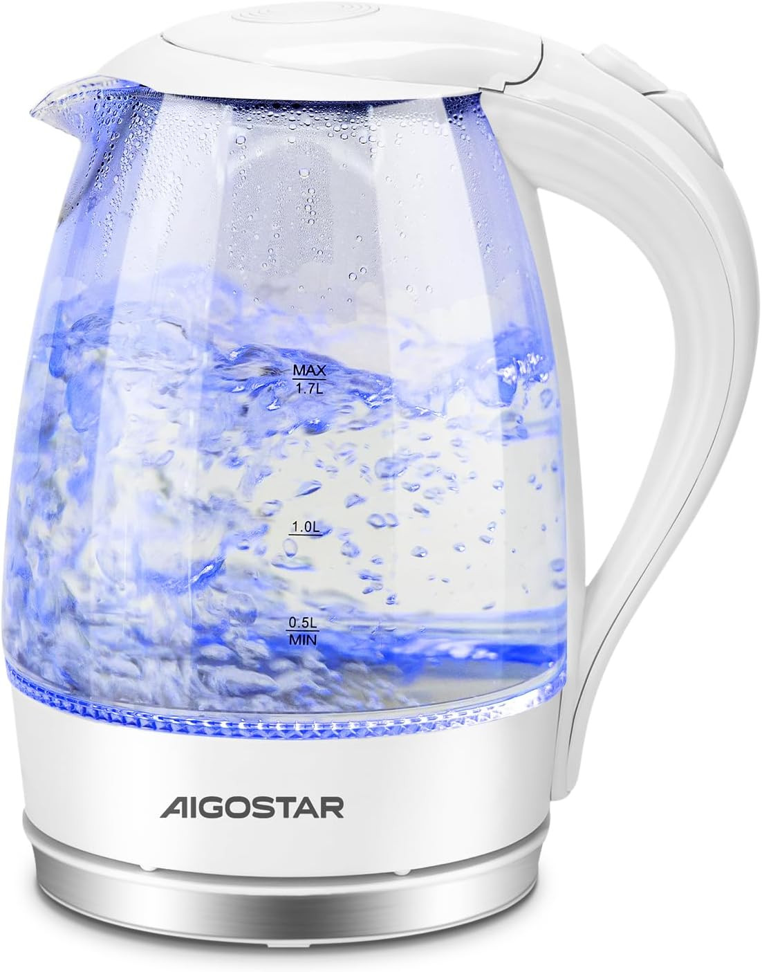 Eve Bollitore Acqua 2200W LED Blu: Vetro Borosilicato Puro e Sano
