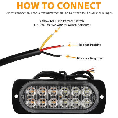 PACKAGE DEAL! 4x 12LED Strobe Lights Bar Emergency Flashing Warning  Amber/White