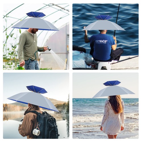 Umbrella Hat Folding Adjustable Sun Rain Cap 37.4” UPF 50+ UV Protection Lar... - Picture 6 of 6