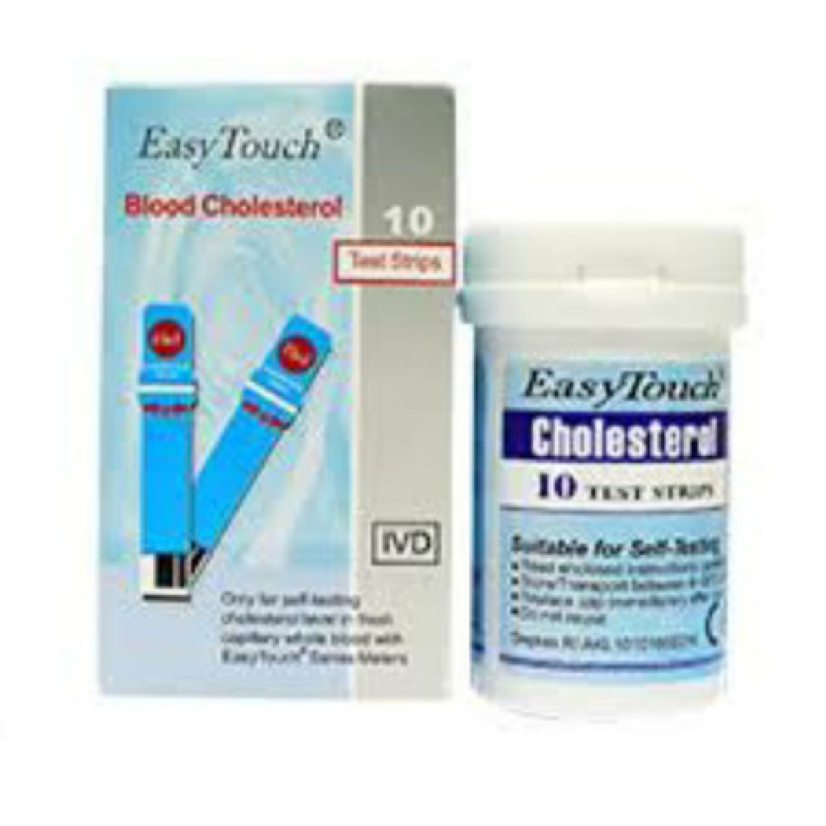 Easy Touch Cholesterol Test Strips - 10 Strips, Expiration Dec 2025, For Home Use