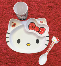 Sanrio Hello Kitty Divided Plate Set Melamine Unbreakable Plate, Cup, Spoon Set