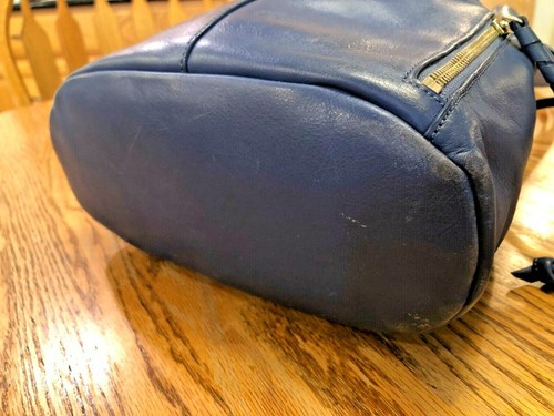 Womens COLE HAAN Blue Leather Drawstring Shoulder Bag / Hobo Bag - Fast Ship! - Picture 11 of 12