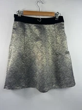 Narciso Rodriguez Skirt Women's Sz 2 Gold Metallic/Blue Black Waistband A-Line