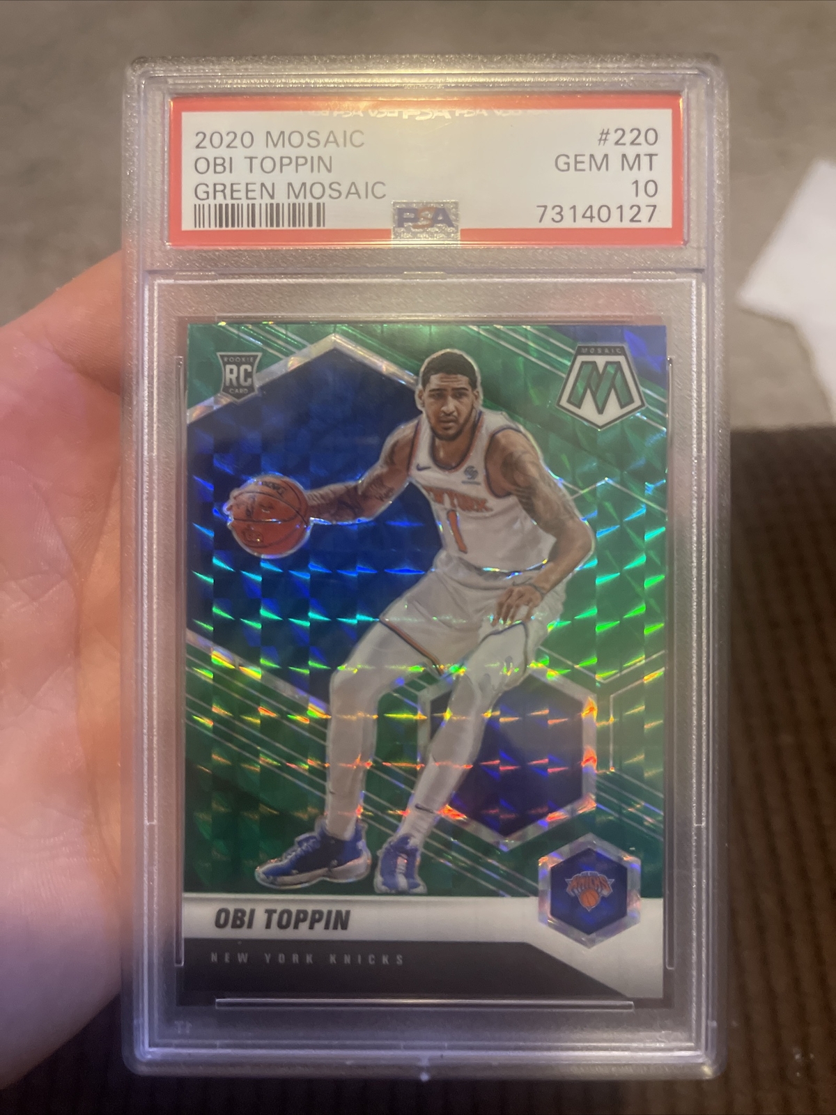 2020 Mosaic Obi Toppin 220 Green Ice Fanatics SSP PSA 10 GEM MINT KNICKS