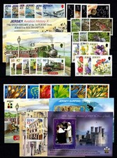 JERSEY 2009  COMPLETE YEAR SET  COMMEMORATIVES  10 SETS + 8 MINISHEETS  MNH
