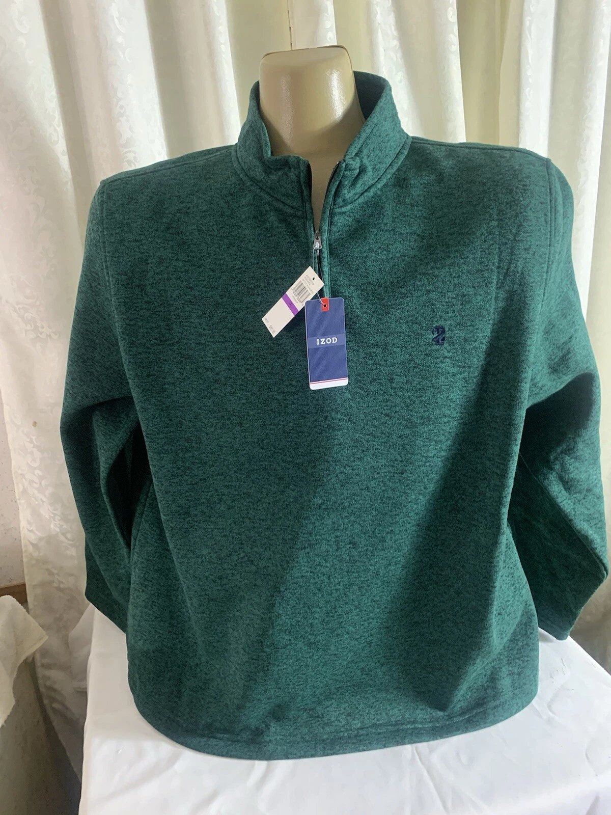 IZOD Men's Size 2XL Evergreen L/S 1/4 Zip Pullover Jacket