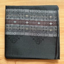 HANDKERCHIEF VINTAGE BLACK PATTERNED MEN'S POCKET SQUARE COTTON 17" D155