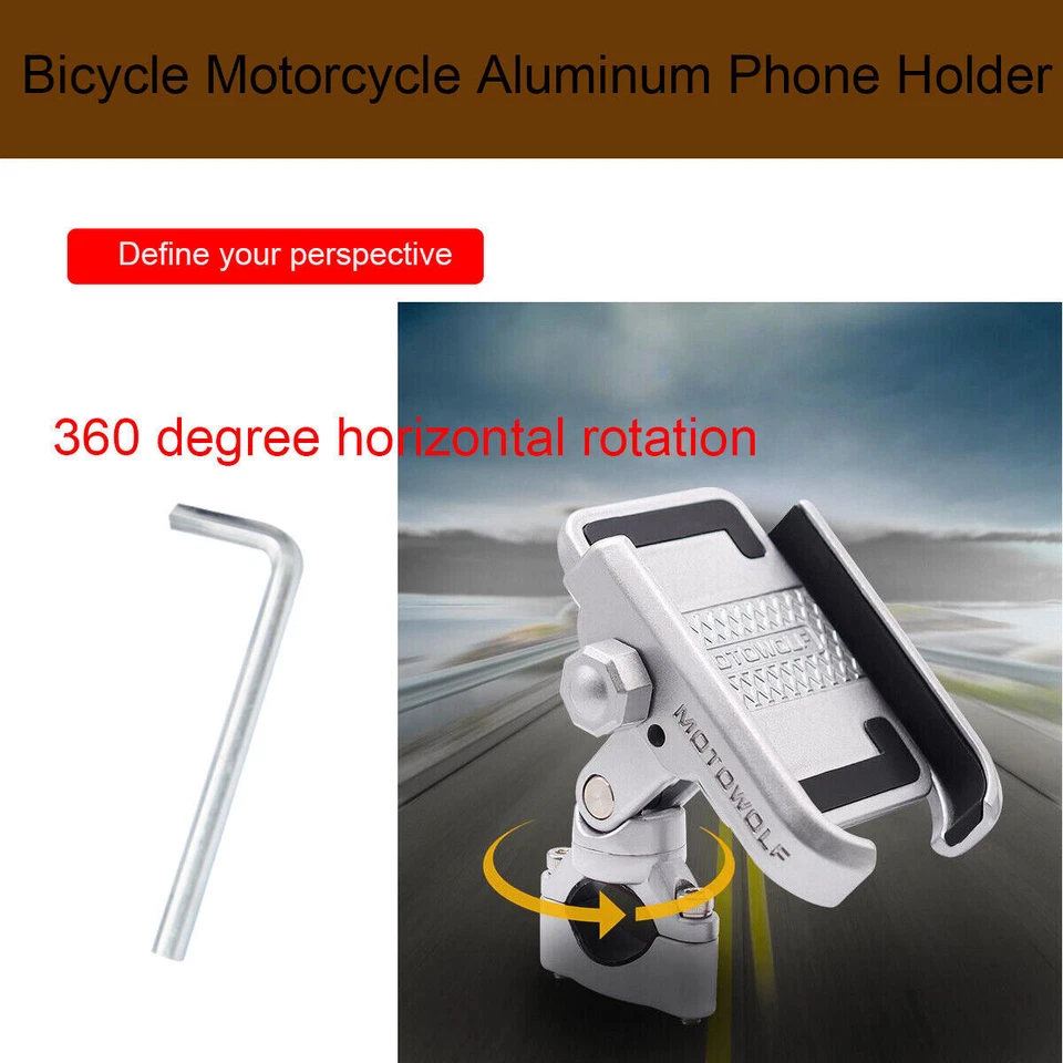 360° Rotation Aluminum Motorcycle Mountain Bike Bicycle Stand Phone Holder Mount - Image 3 of 4