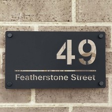 Modern Laser Cut Door Address Plaque House Number Sign Personalised Signs UK