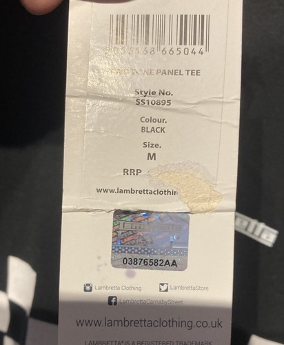 Lambretta Two Tone Black & White Selector T Shirt New with Tags Medium / Small - Picture 6 of 7