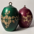 Vtg Carved Etched Floral Wood ORNAMENT Lot 2 Mexico Folk Art TIKI Gourd 4” Xmas — photo 10