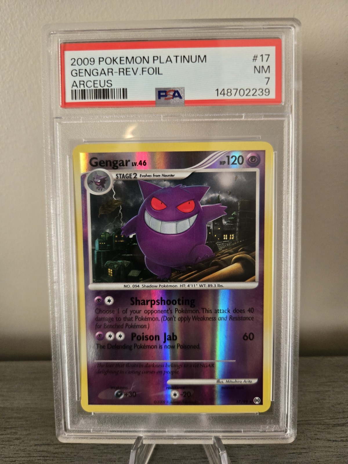 2009 Pokémon TCG Arceus #17/99 Gengar Reverse Holo Rare PSA 7