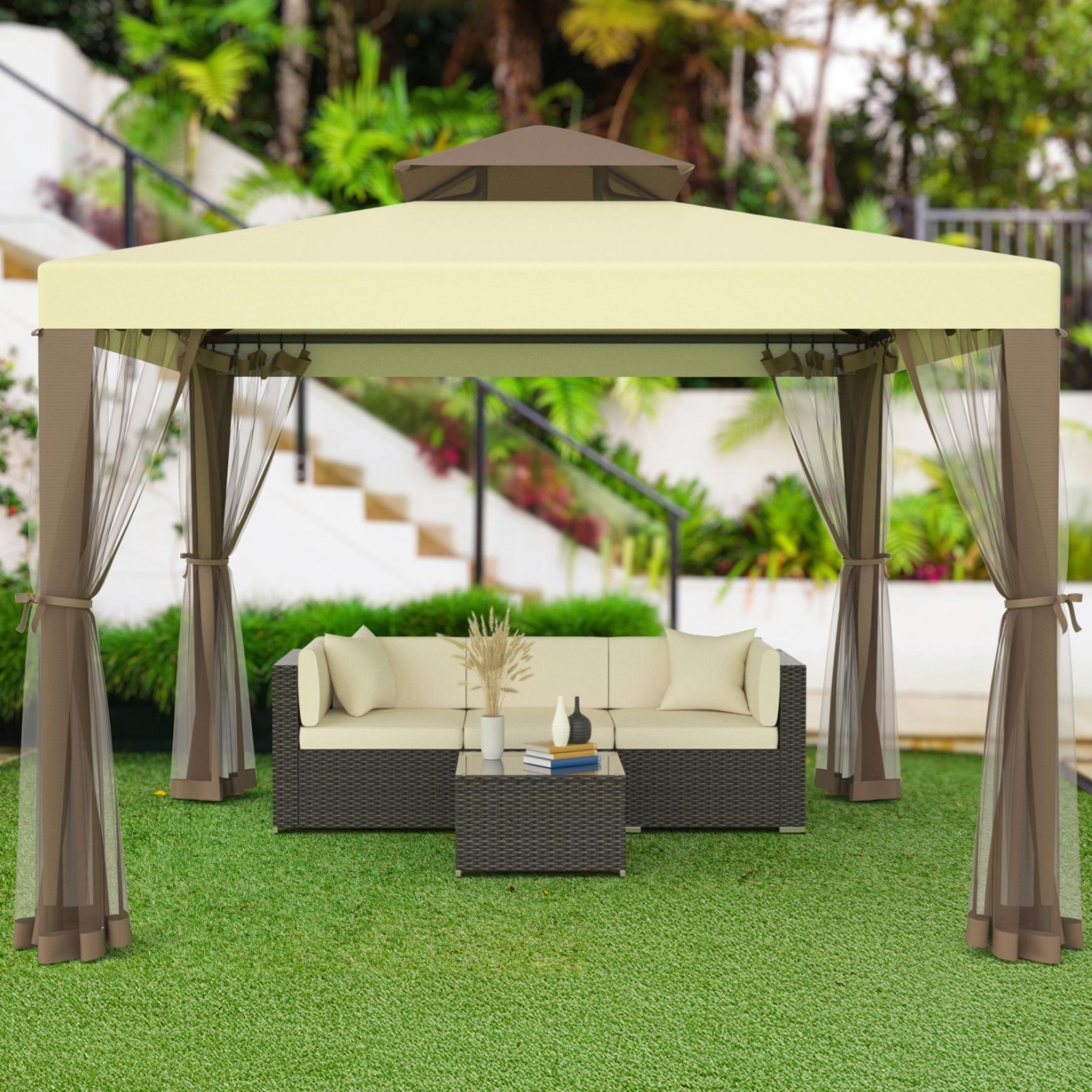 Tent Outdoor Gazebo For Backyard & Patio  W/ Mosquito Netting