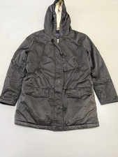 Jack Wills Women Black Waxed Hooded Parka Sherpa Lined Coat Size 12