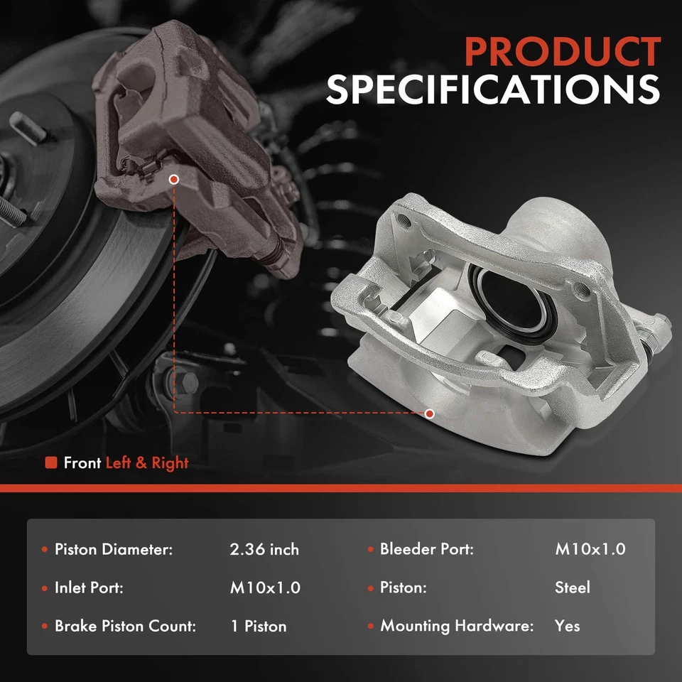 2 peças pinça de freio dianteira LH e RH com suporte e pistão para Hyundai Genesis Coupe - Imagem 2 de 4
