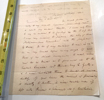 1830 Handwritten Letter Signed By William Adams Andover MA Rev William B Sprague