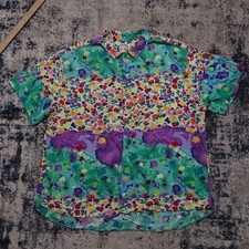 Vintage 90s Jams World Hawaii Mens Resort Shirt XXL Rayon Watercolor Floral VTG