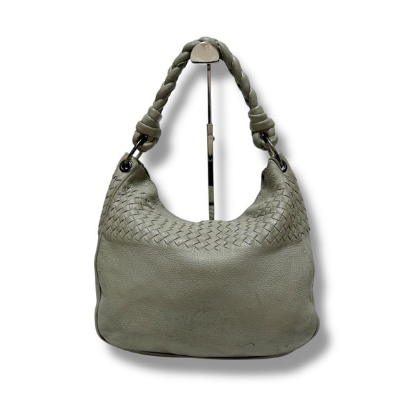 BOTTEGA VENETA Hobo Handbag Intrecciato Shoulder bag Leather Light Gray JAPAN