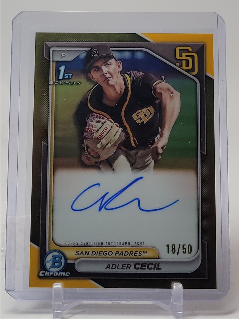 ADLER CECIL 2024 BOWMAN CHROME 1ST GOLD REFRACTOR PADRES AUTO /50 Q5451