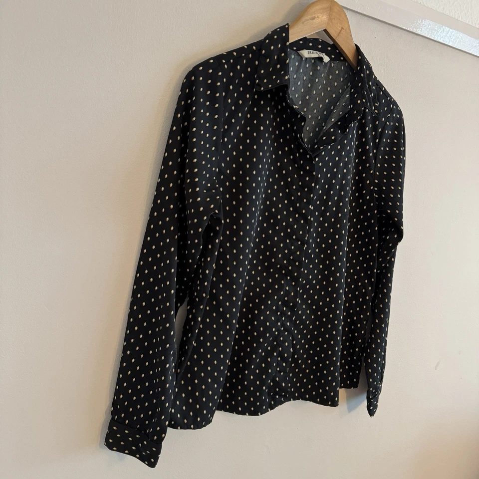 BRAVE SOUL Black Spotty SIZE 8 UK Long Sleeve Blouse Shirt - Image 2 of 4