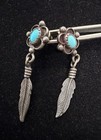 Vintage Old Pawn Navajo Native American Sterling Turquoise Dangle Earrings — photo 1