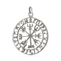 KettenanhäNger Vegvisir Runen Amulett 3,6Cm Silber 925 Skandinavisches Talisman