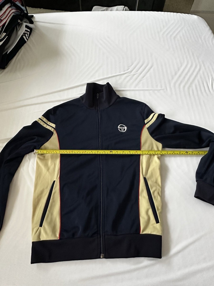 vintage sergio tacchini tracksuit top Navy Blue Cream S/M Retro