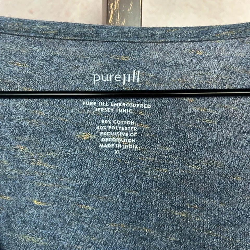 J. JILL Pure Jill túnica floral bordada top talla XL camisa artística de punto boho Foto 4 de 4