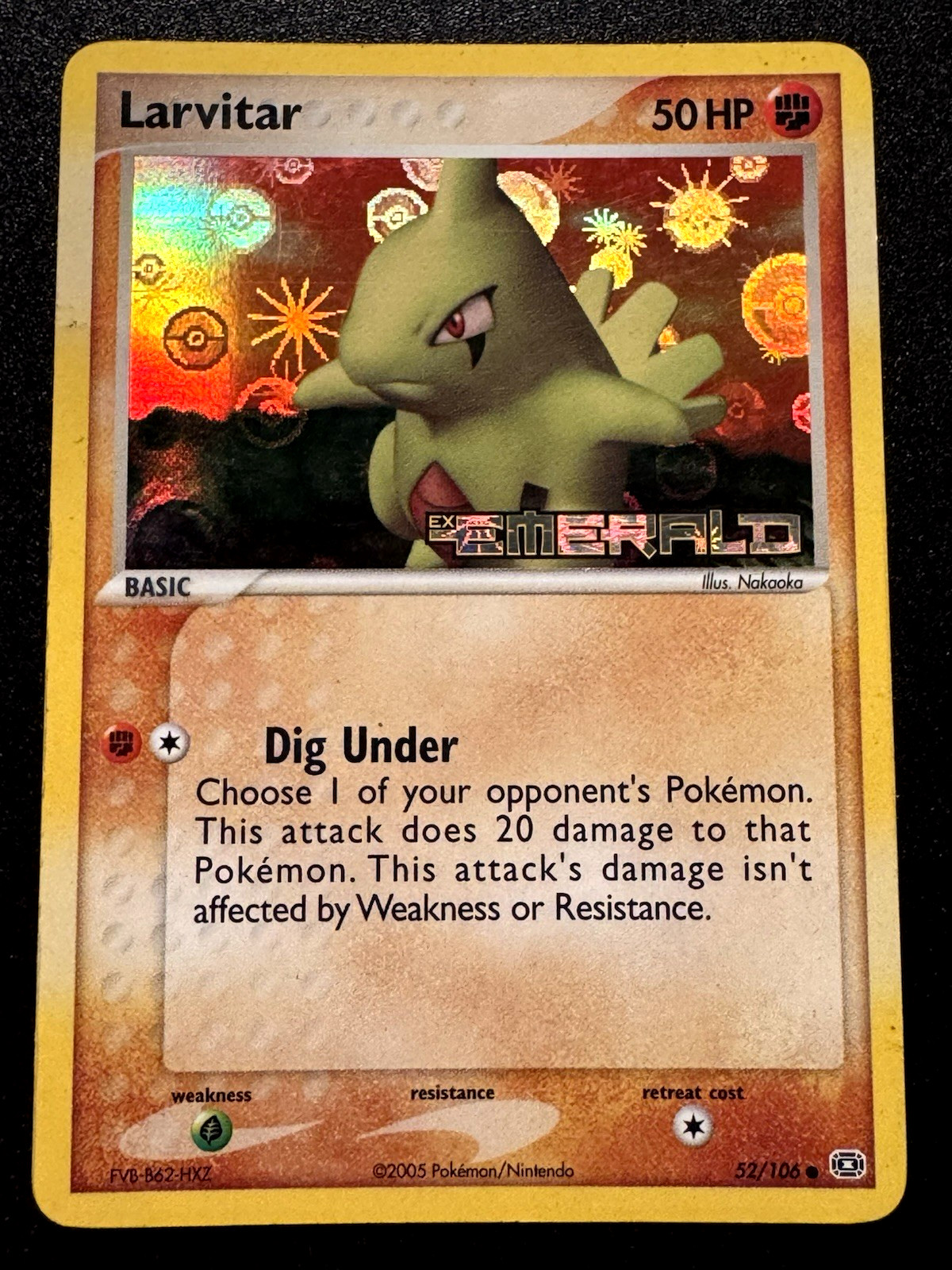Larvitar 52/106 EX Emerald Pokemon Card Reverse Holo Foil Rare HP
