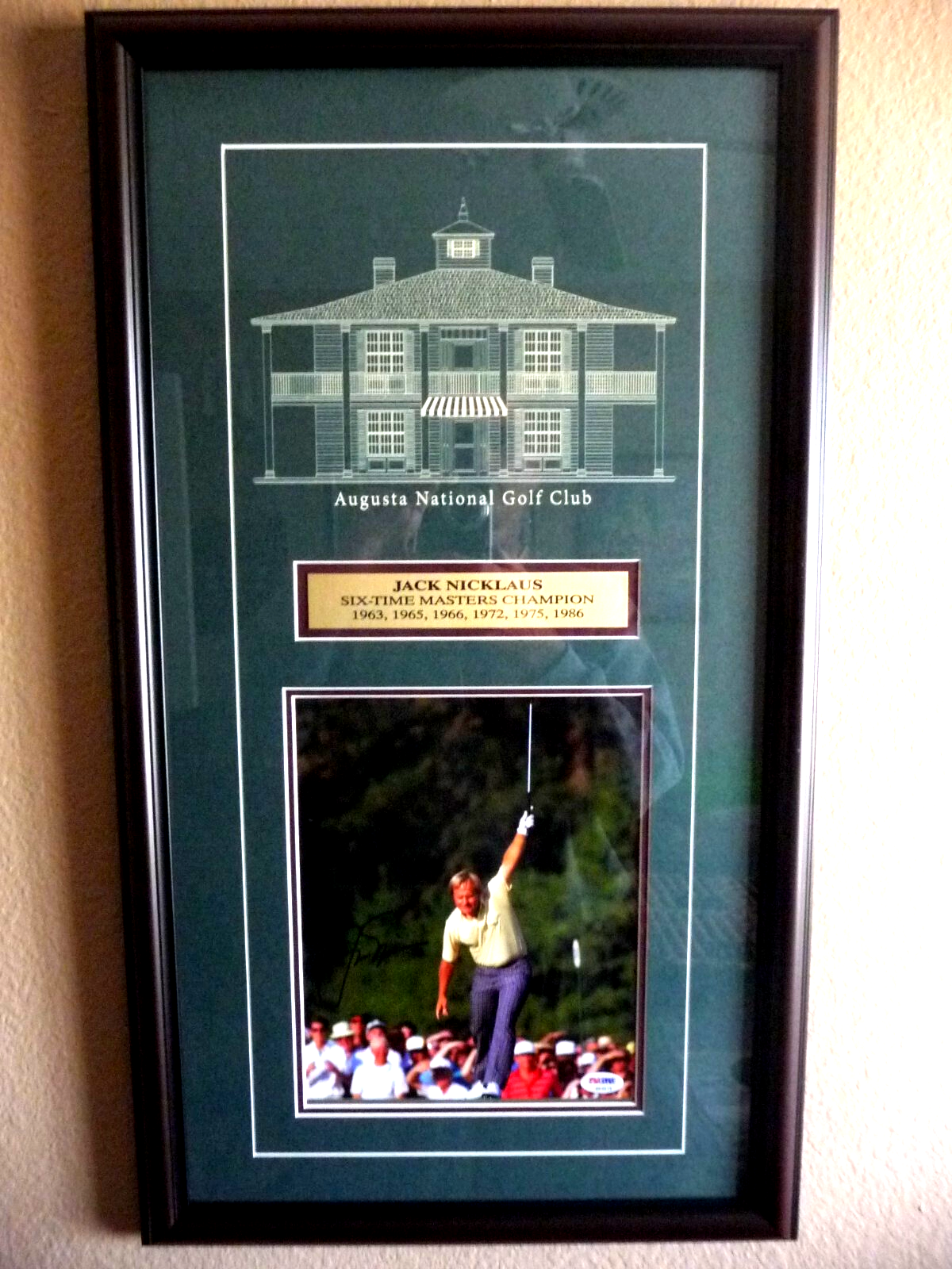 Jack Nicklaus Autographed Signed , framed 8 X 10 1986 Masters win photo PSA/DNA PICK UP ONLY 