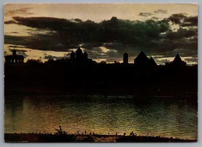 Nowgoroder Kreml Sonnenuntergang Silhouette Flussblick sowjetische Postkarte 1967 unbesendet