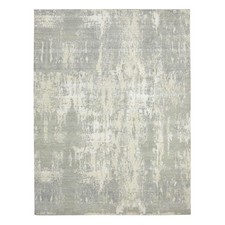 9'x12' Gray Modern Abstract Design Wool & Silk Hand Knotted Oriental Rug R75678