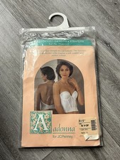 Vintage NWT Adonna for JC Penney White Padded Backless Strapless Bustier 36B
