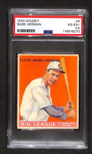 1933 Goudey #5 Babe Herman  PSA 4.5 VGEX+ C107828