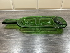 Handmade Fused Glass Recycled Wine Bottle Dual Split Dish - Slumped Bottle