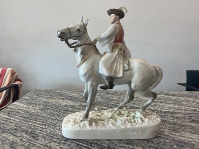 Large Herend Hungary porcelain sculpture #5593 Csikos man on horseback 16 H Mint