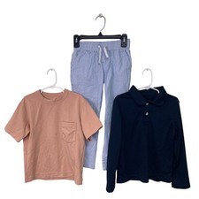 Lot of 3 New Girls XS 5/6 Striped Pants Short Long Sleeve Polo Tee Shirt