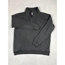 PINK Victoria's Secret Quarter Zip Pullover Womens Small Black Solid Fleece