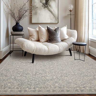 HAND HOOKED TRANSITIONAL Wool LoomBloom Multi Sizes Silver Oriental Area Rug